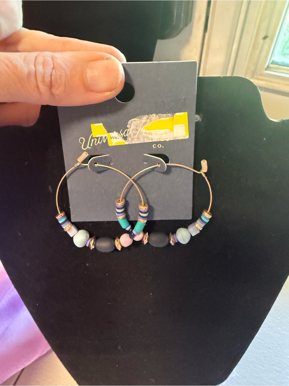 5/25 Universal Thread Multicolor Beaded Hoop Earrings